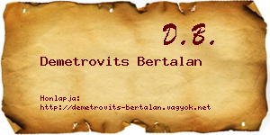 Demetrovits Bertalan névjegykártya